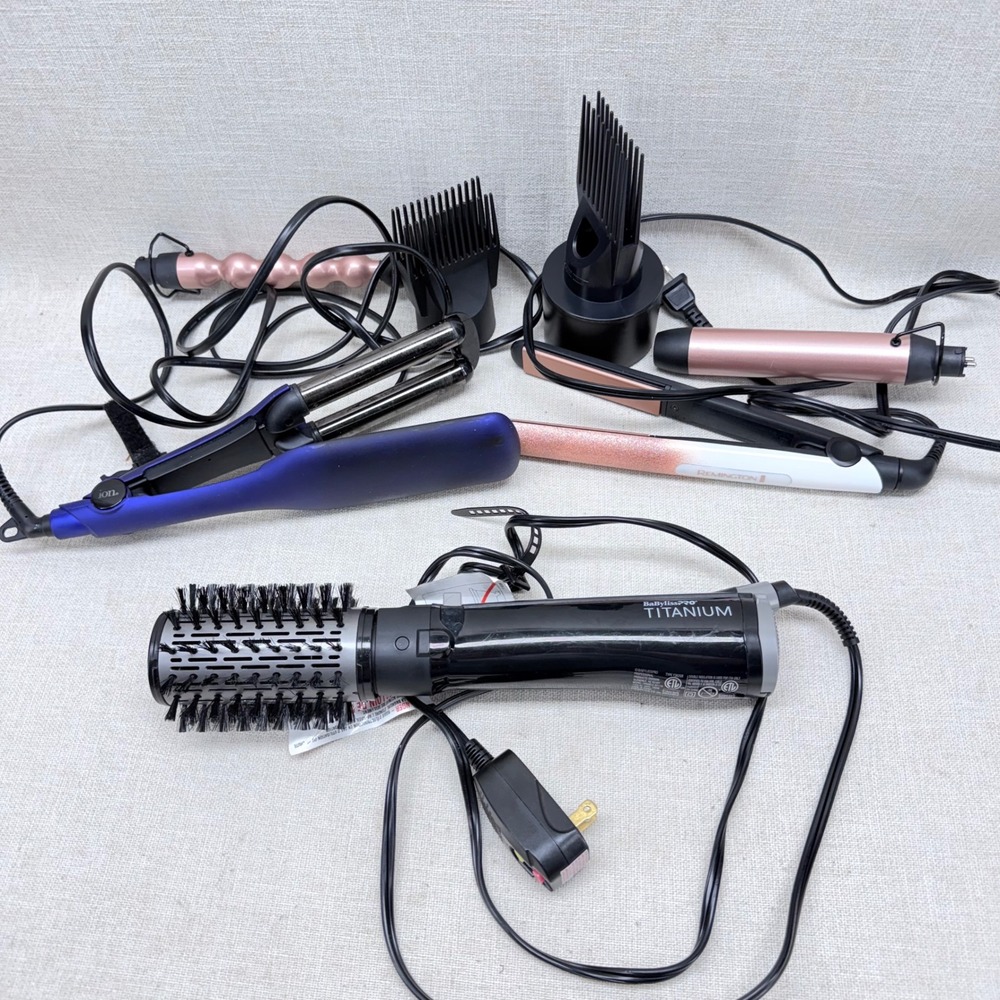 Hair Tool Bundle BaBylissPRO Hot Air Brush Ion Deep Waver Remington‎ Flat Iron